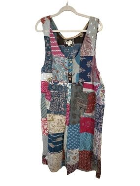 POL Patchwork Boho Jumpsuit Size Small Sleeveless Wide Leg Festival